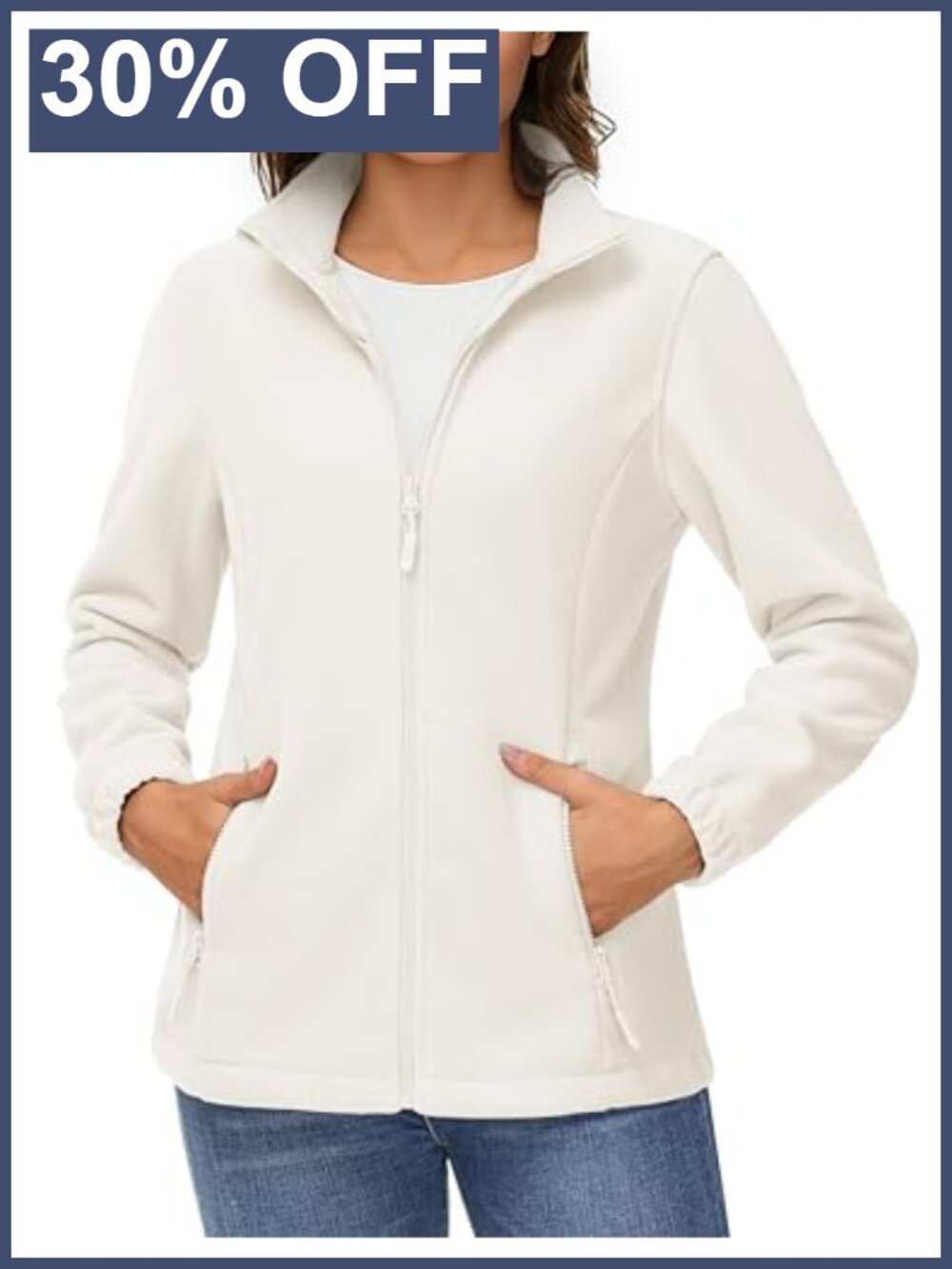 TACVASEN Womens Lightweight Fleece Jacket Full Zip Stand Collar Sweatshirt